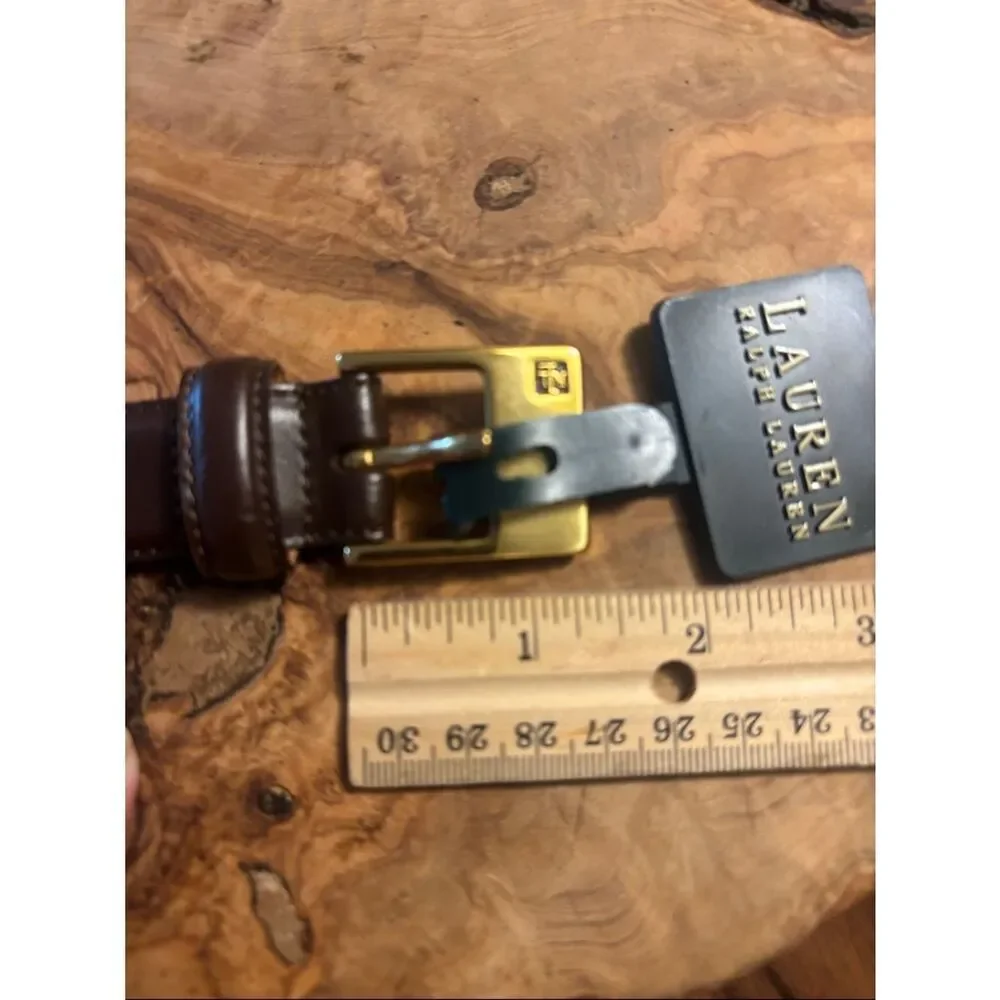 Lauren Ralph Lauren Dark Brown & Gold Leather Belt